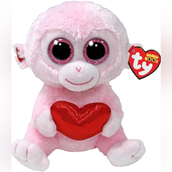 Ty Other - •NEW•TY Beanie Boos Valentine Monkey Gigi 6”
